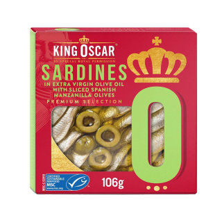 King Oscar Sardines in EVOO w/ Sliced Spanish Manzanilla Olives