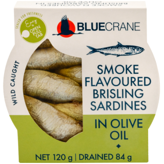 Blue Crane Smoke Flavoured Brisling Sardines in Olive Oil